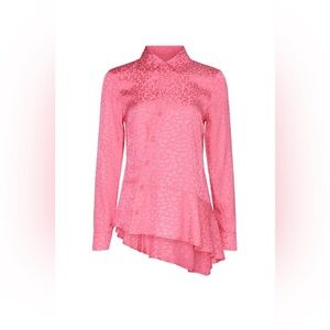 Koche pink leopard asymmetric button down blouse size 40